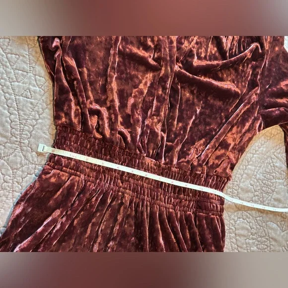 Belle by Kim Gravel Red Ruched Long Sleeve Gown - Picture 4 of 13